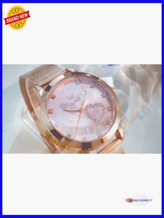 Rose Gold Mesh Strap Watch - Japanese Quartz Luminous Waterproof Dress Watch